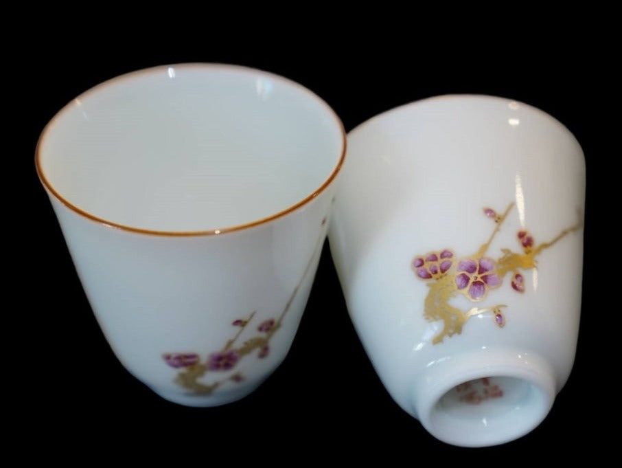 Jingdezhen Gold Plated Porcelain Teacup Enamel Plum Blossom