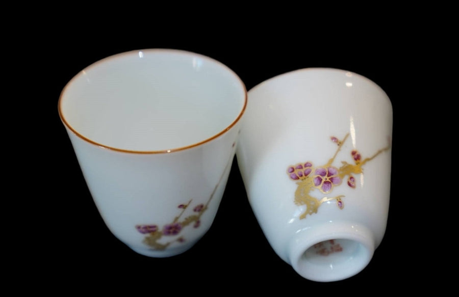 Tea Ware - Jingdezhen Gold Plated Enamel Porcelain Plum Blossom Gongfu