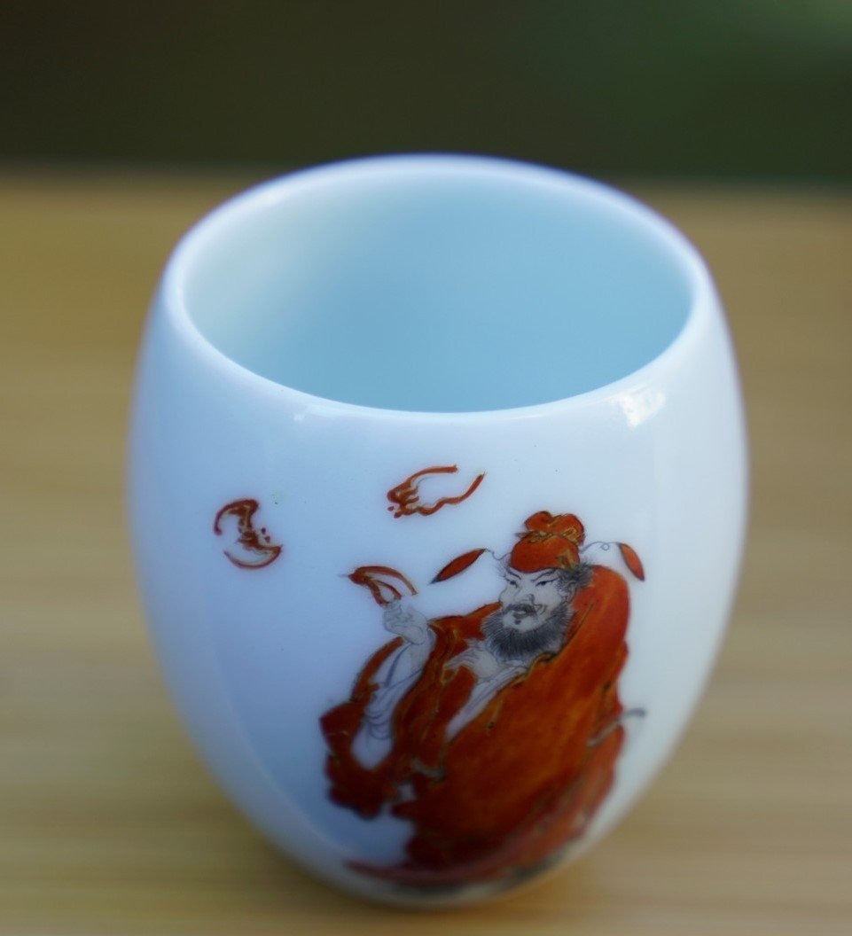 Jingdezhen Porcelain Doucai Egg Tea Cup Zhong Kui