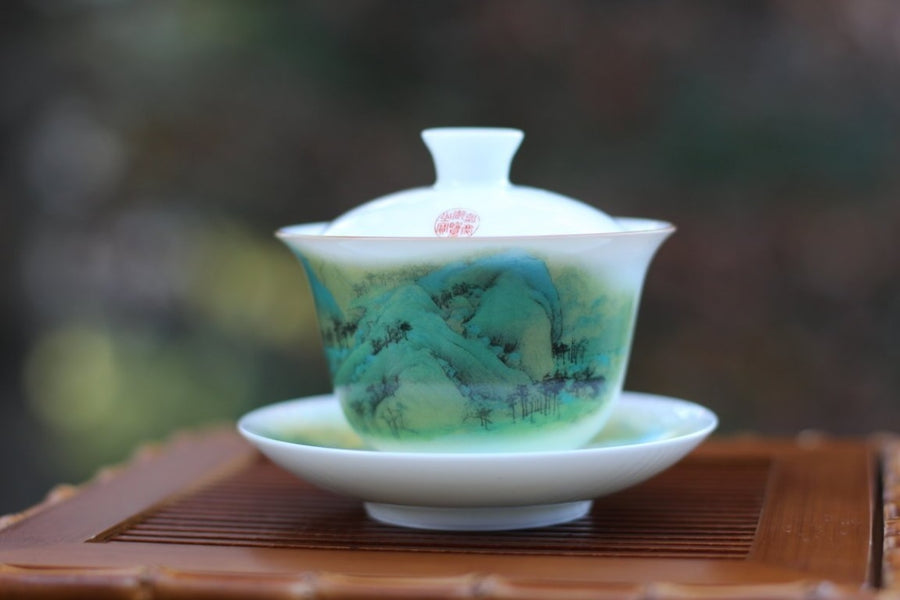 Tea Ware - Jingdezhen Porcelain Gaiwan Set Song Painting Qian Li