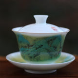 Jingdezhen Porcelain Gaiwan Set Song Painting Qian Li Jiang Shan