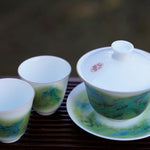 Jingdezhen Porcelain Gaiwan Set Song Painting Qian Li Jiang Shan