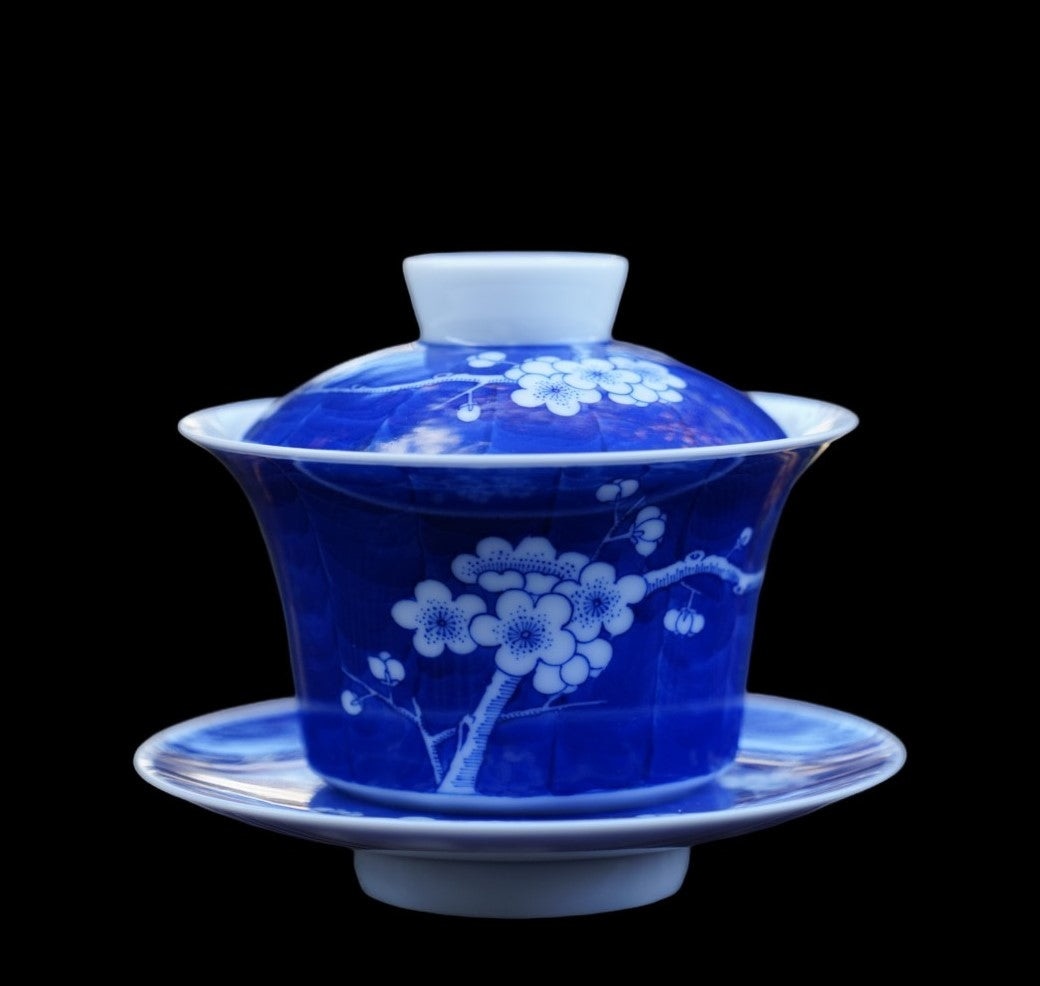 Jingdezhen Blue and White Porcelain Gaiwan Set Plum Blossom