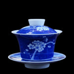 Jingdezhen Blue and White Porcelain Gaiwan Set Plum Blossom