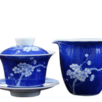 Jingdezhen Blue and White Porcelain Gaiwan Set Plum Blossom
