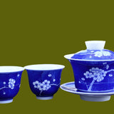 Jingdezhen Blue and White Porcelain Gaiwan Set Plum Blossom