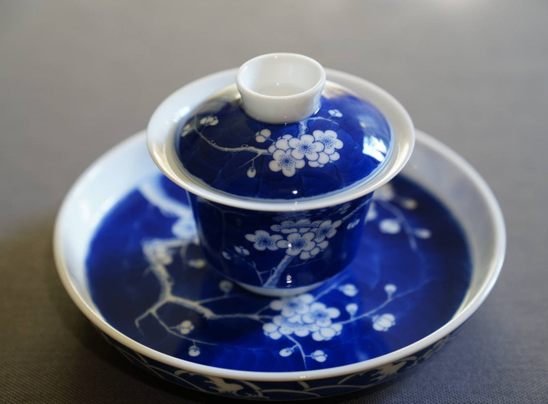 Jingdezhen Blue and White Porcelain Gaiwan Set Plum Blossom