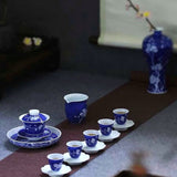 Jingdezhen Blue and White Porcelain Gaiwan Set Plum Blossom