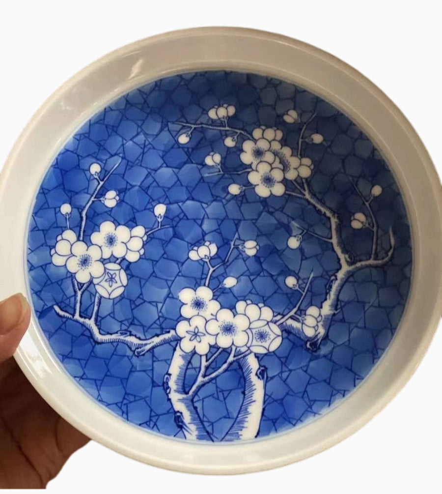 Jingdezhen Treasure Blue and White Porcelain Ice Plum Blossom Base Plate