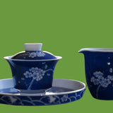 Jingdezhen Blue and White Porcelain Gaiwan Set Plum Blossom
