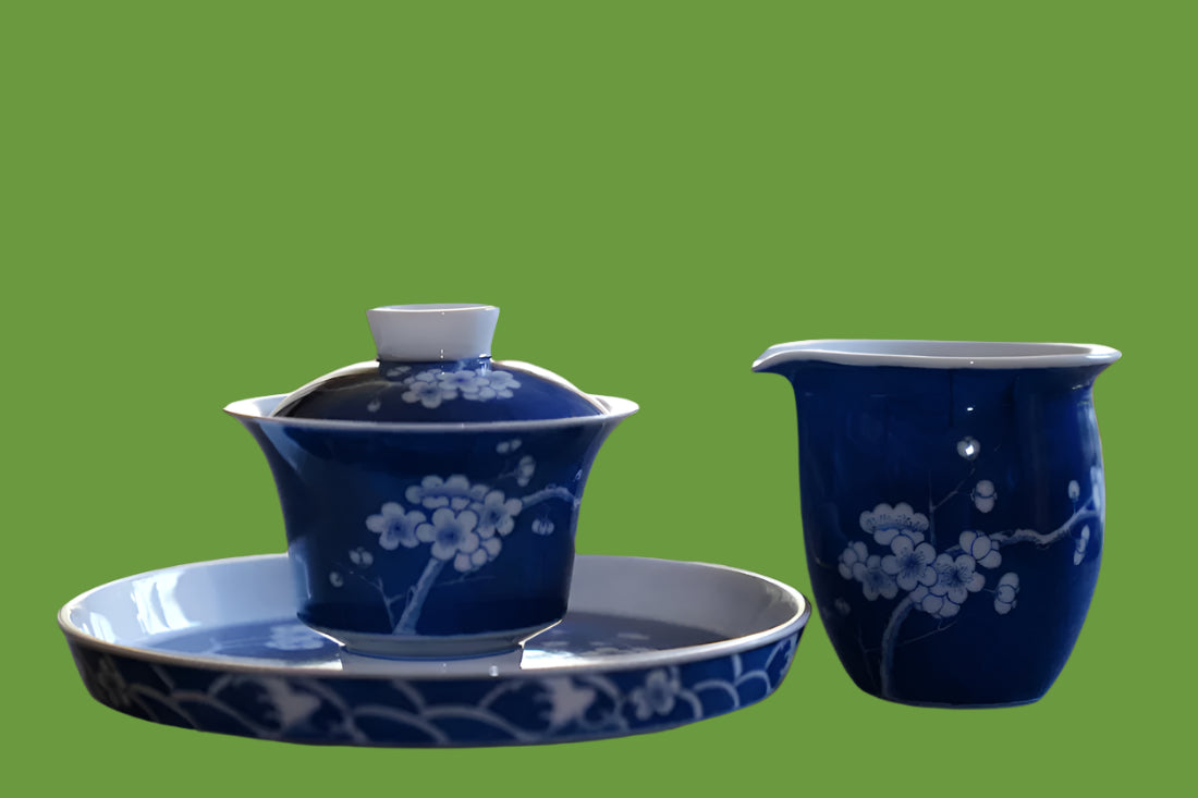 Jingdezhen Blue and White Porcelain Gaiwan Set Plum Blossom