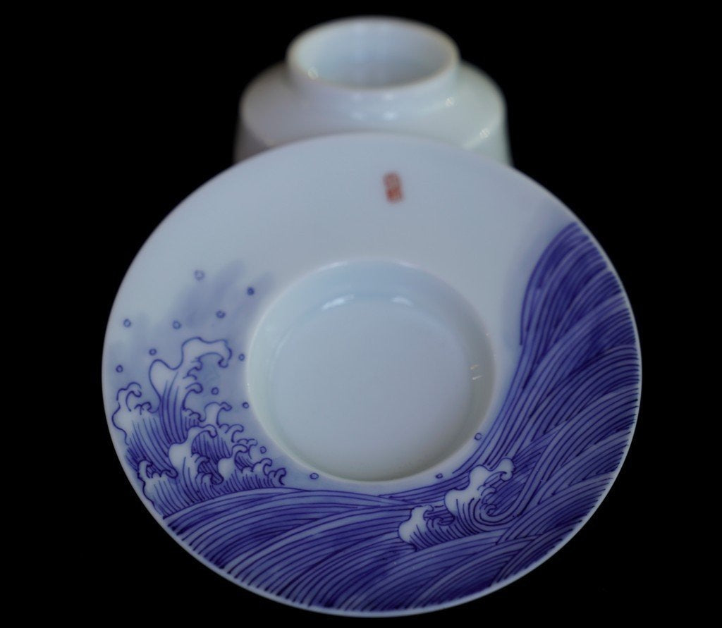Jingdezhen Treasure Ying Qing Porcelain Artisan Carved Gaiwan Five Happiness
