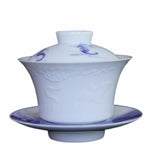 Jingdezhen Treasure Ying Qing Porcelain Artisan Carved Gaiwan Five Happiness