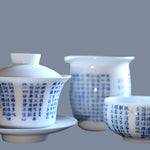 Jingdezhen Treasure Yingqing Porcelain Gaiwan Set Buddhist Scriptures