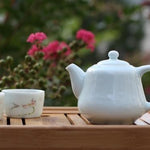 Jingdezhen Treasure Yingqing White Porcelain Relief Teapot Elaborate Lotus