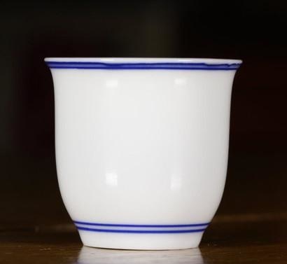 Jingdezhen White Porcelain Double Line Gongfu Tea Cup Handcrafted