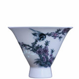 Jingdezhen Wucai Falang High Profile Teacup Magpie Chirping Spring