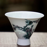 Jingdezhen Wucai Falang High Profile Teacup Magpie Chirping Spring