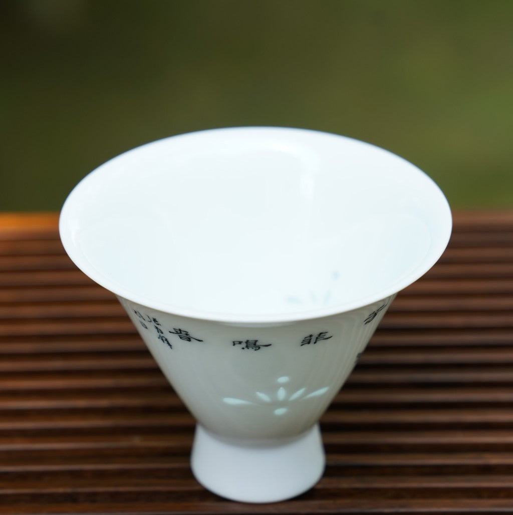 Jingdezhen Wucai Falang High Profile Teacup Magpie Chirping Spring