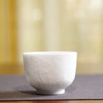 Jingdezhen Artisan Yingqing White Porcelain Gaiwan Tea Set Engraved Landscape