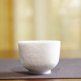 Jingdezhen Artisan Yingqing White Porcelain Gaiwan Tea Set Engraved Landscape