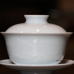 Jingdezhen Artisan Yingqing White Porcelain Gaiwan Tea Set Engraved Landscape