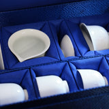 Jingdezhen Artisan Yingqing White Porcelain Gaiwan Tea Set Engraved Landscape