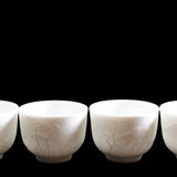 Jingdezhen Artisan Yingqing White Porcelain Gaiwan Tea Set Engraved Landscape