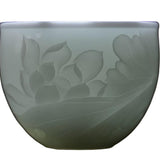Jingdezhen Yingqing White Porcelain Tea Cup Exquisite Floral Relief