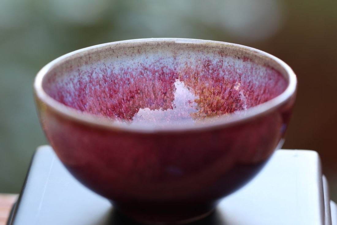 Jun Porcelain Tea Cup Contemporary Red 80ml