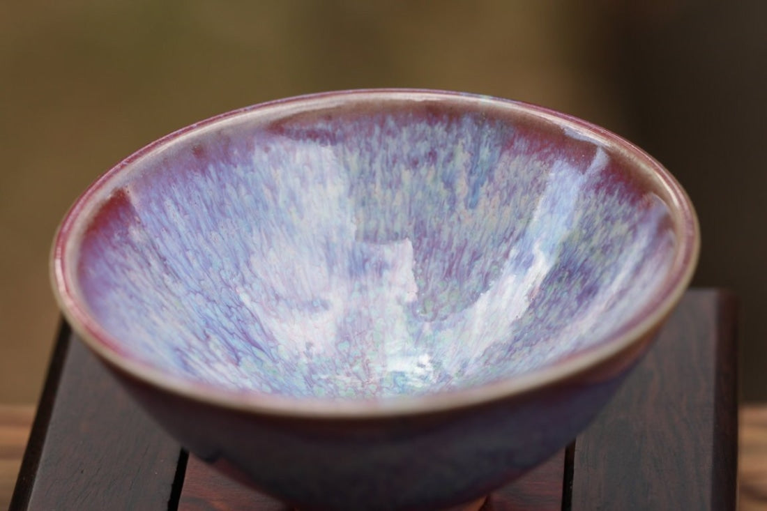 Jun Porcelain Tea Cup Jun Kiln Purple Landscape Impressionist’s Art 75ml