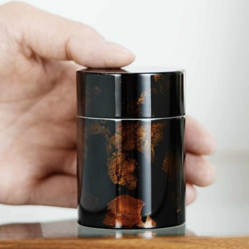 Natural Lacquered Solid Tin Tea Caddy
