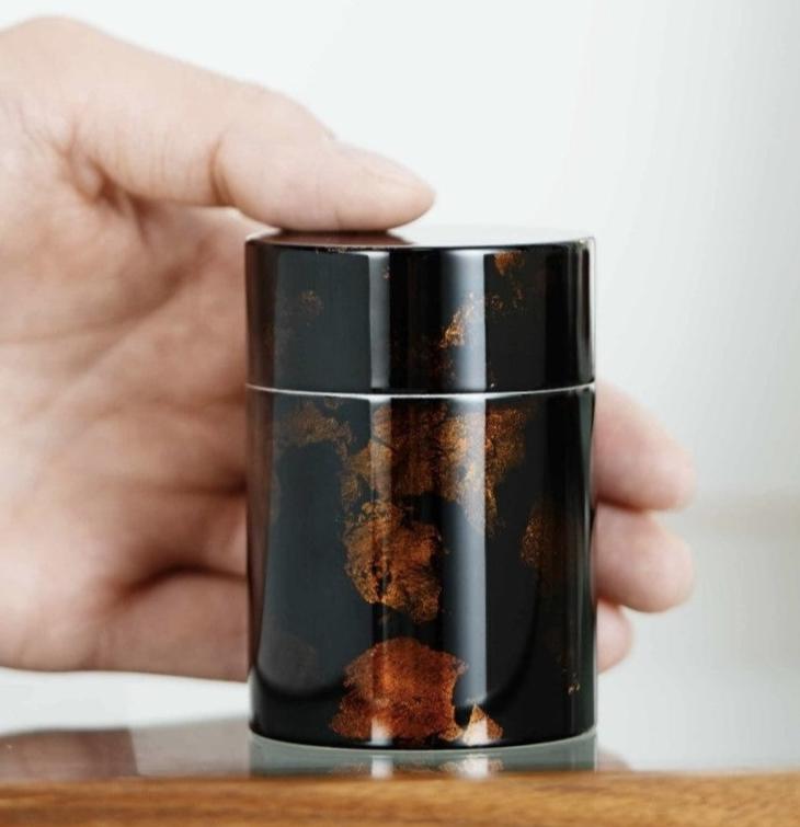 Lacquered Solid Tin Tea Caddy