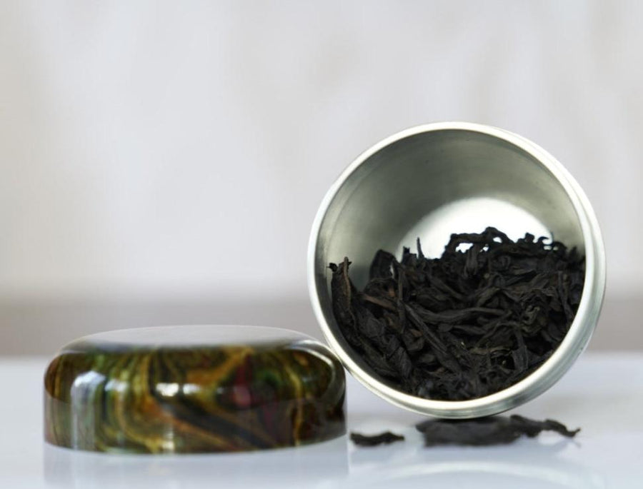 Lacquered Solid Tin Tea Caddy