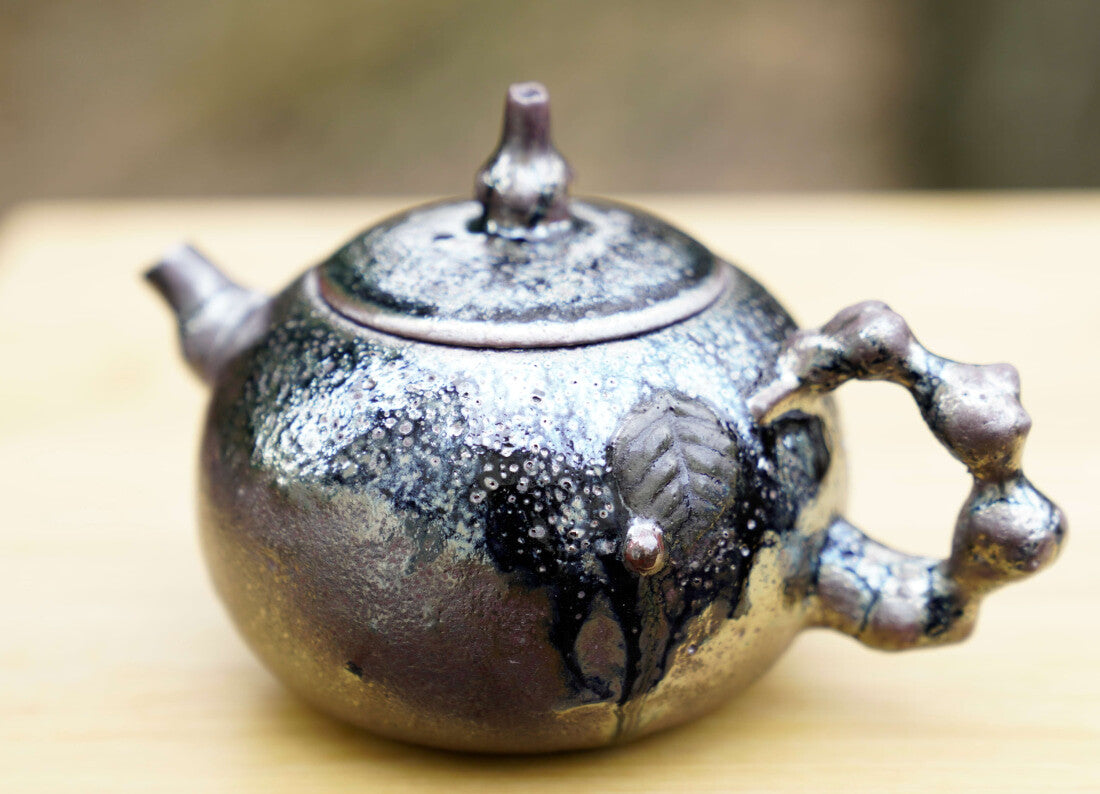 Masterpiece Langgui Jian Shui Purple Clay Teapot Wood-fired Beetle and Leaf