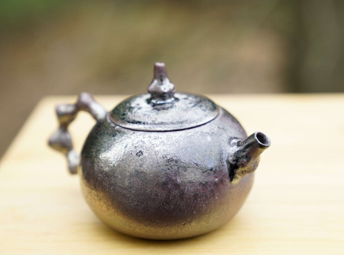 Masterpiece Langgui Jian Shui Purple Clay Teapot Wood-fired Beetle and Leaf