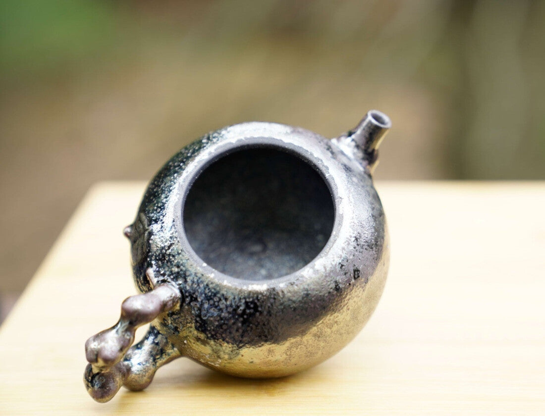 Masterpiece Langgui Jian Shui Purple Clay Teapot Wood-fired Beetle and Leaf