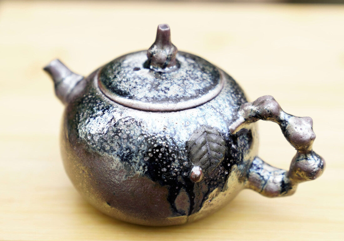 Masterpiece Langgui Jian Shui Purple Clay Teapot Wood-fired Beetle and Leaf