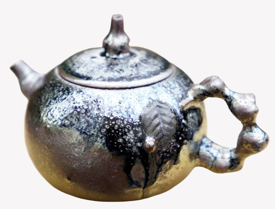 Masterpiece Langgui Jian Shui Purple Clay Teapot Wood-fired Beetle and Leaf