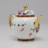 Masterpiece Gold-Plated Enamel Porcelain Teapot Longevity Peach