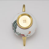 Masterpiece Gold-Plated Enamel Porcelain Teapot Longevity Peach