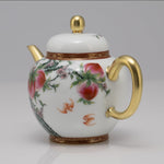 Masterpiece Gold-Plated Enamel Porcelain Teapot Longevity Peach