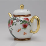 Masterpiece Gold-Plated Enamel Porcelain Teapot Longevity Peach