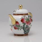 Masterpiece Gold-Plated Enamel Porcelain Teapot Longevity Peach