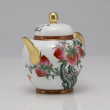 Masterpiece Gold-Plated Enamel Porcelain Teapot Longevity Peach