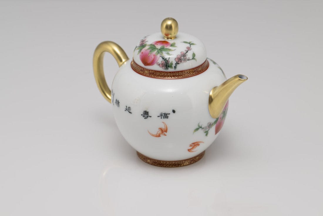 Masterpiece Gold-Plated Enamel Porcelain Teapot Longevity Peach ...