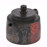 Masterpiece Jian Shui Clay Teapot Metal and Bronze Inscription Art