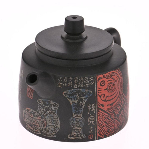 Masterpiece Jian Shui Clay Teapot Metal and Bronze Inscription Art