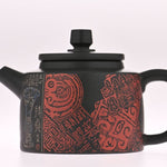 Masterpiece Jian Shui Clay Teapot Metal and Bronze Inscription Art