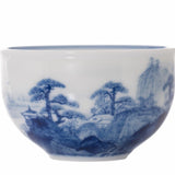 Masterpiece Jingdezhen Blue and White Porcelain Tea Bowl Distant Mountain Landscape